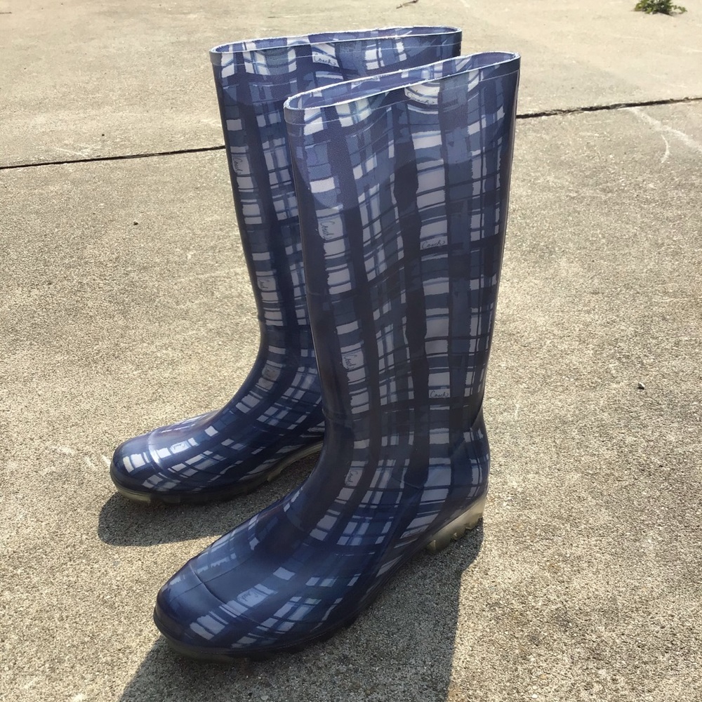 COACH Plaid Rubber Wellies Boot  11